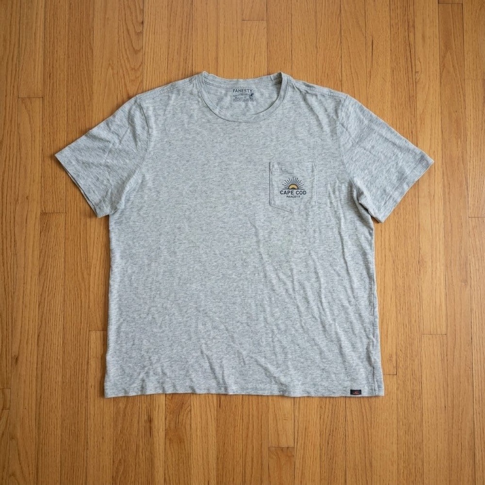 Faherty Sunwashed Cape Cod Graphic Pocket T-Shirt Mens XXL Gray Organic Cotton